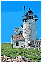 Great Duck Island Lighthouse in Acadia Park - Digital Painting